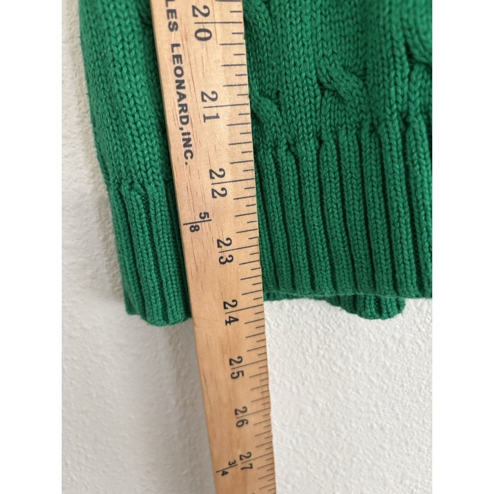 Ralph Lauren Sport Cable Knit Sweater Womens Medium Green Short Sleeve Pony - Picture 8 of 9